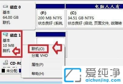 win7纯净版系统显示该磁盘处于脱机状态怎么办