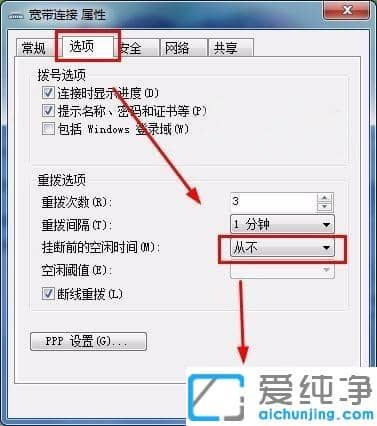 Win7系统宽带连接自动断开提示已经闲置了20分钟