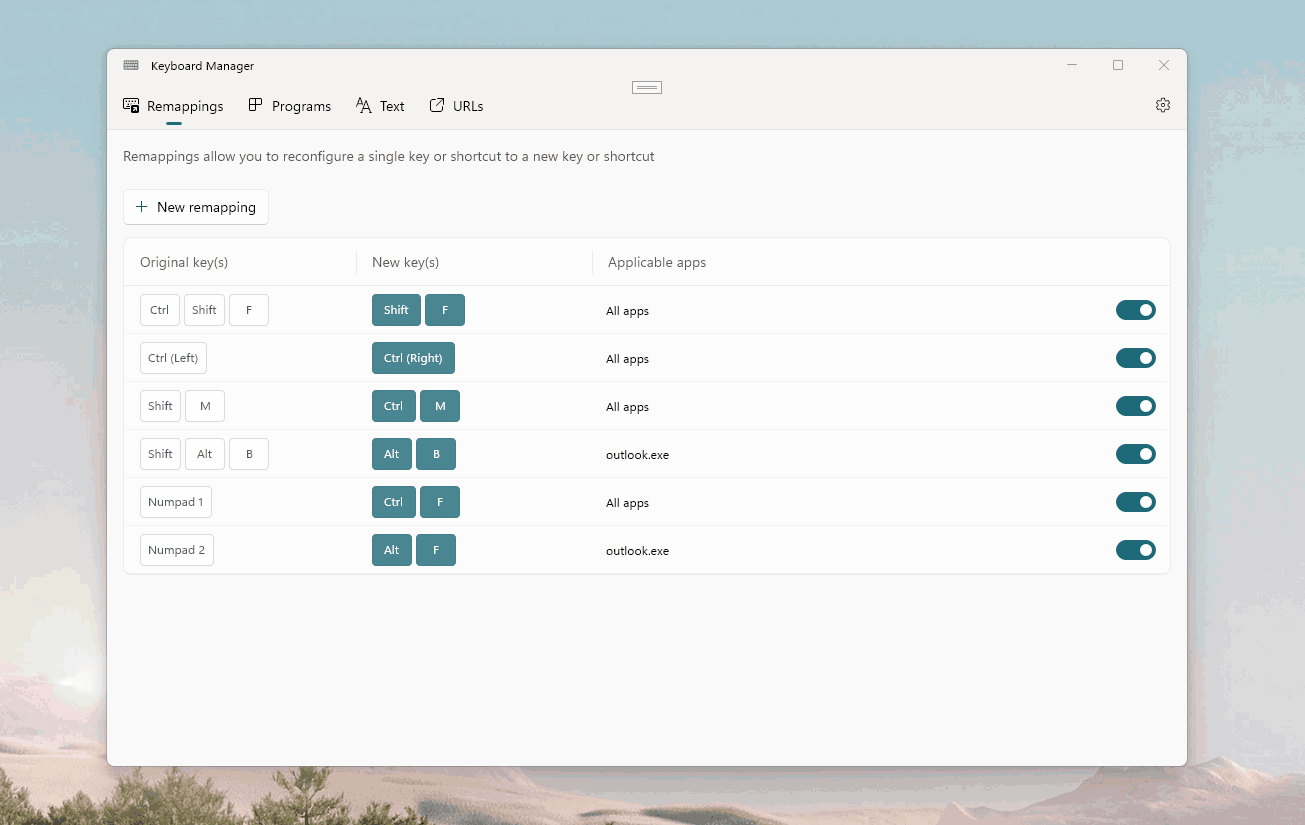微软为PowerToys键盘管理器开发新功能:可快捷启动应用 网站